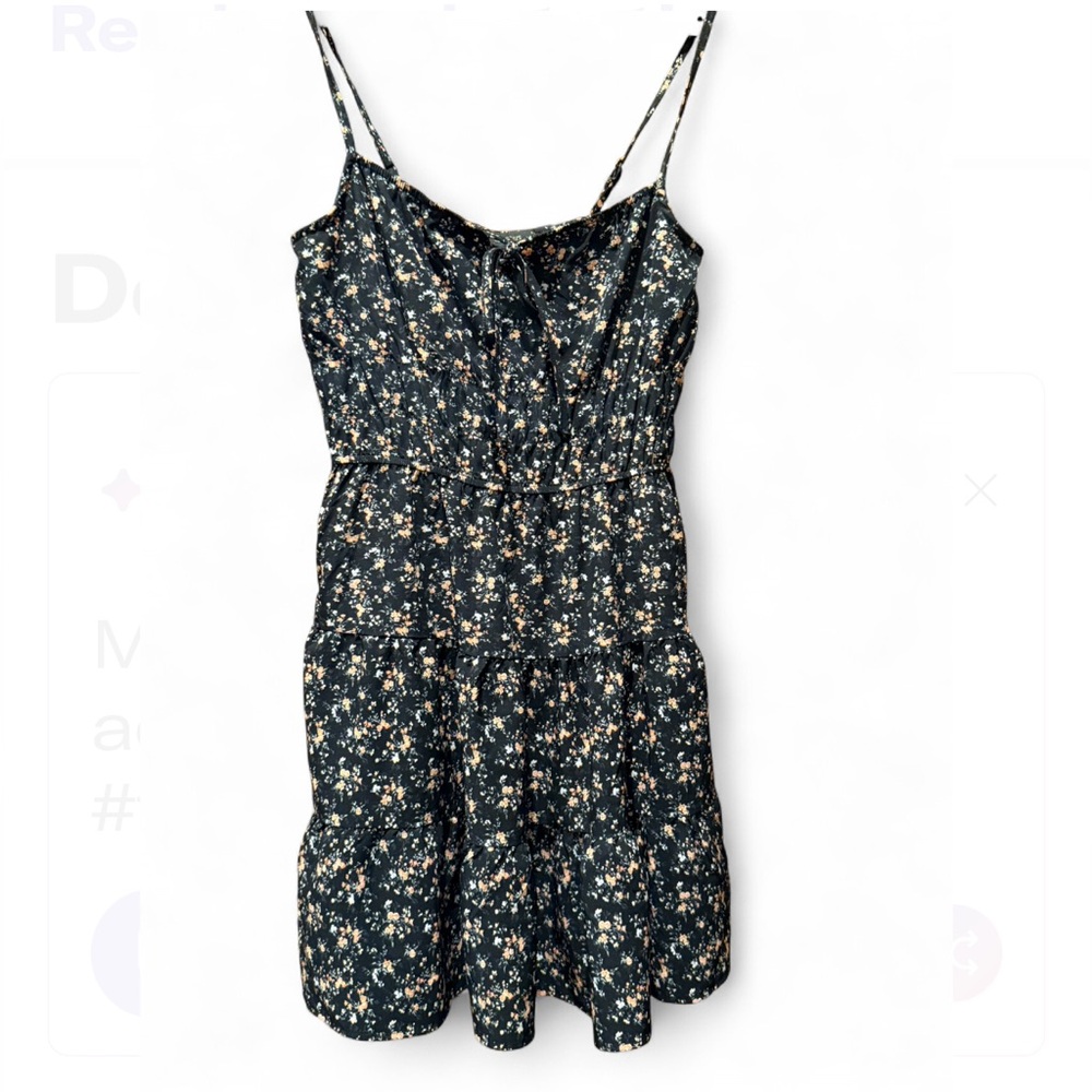 Black Floral Spaghetti Strap Dress
